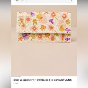 Lulus Ideal Season Ivory Floral Beaded Rectangular Clutch